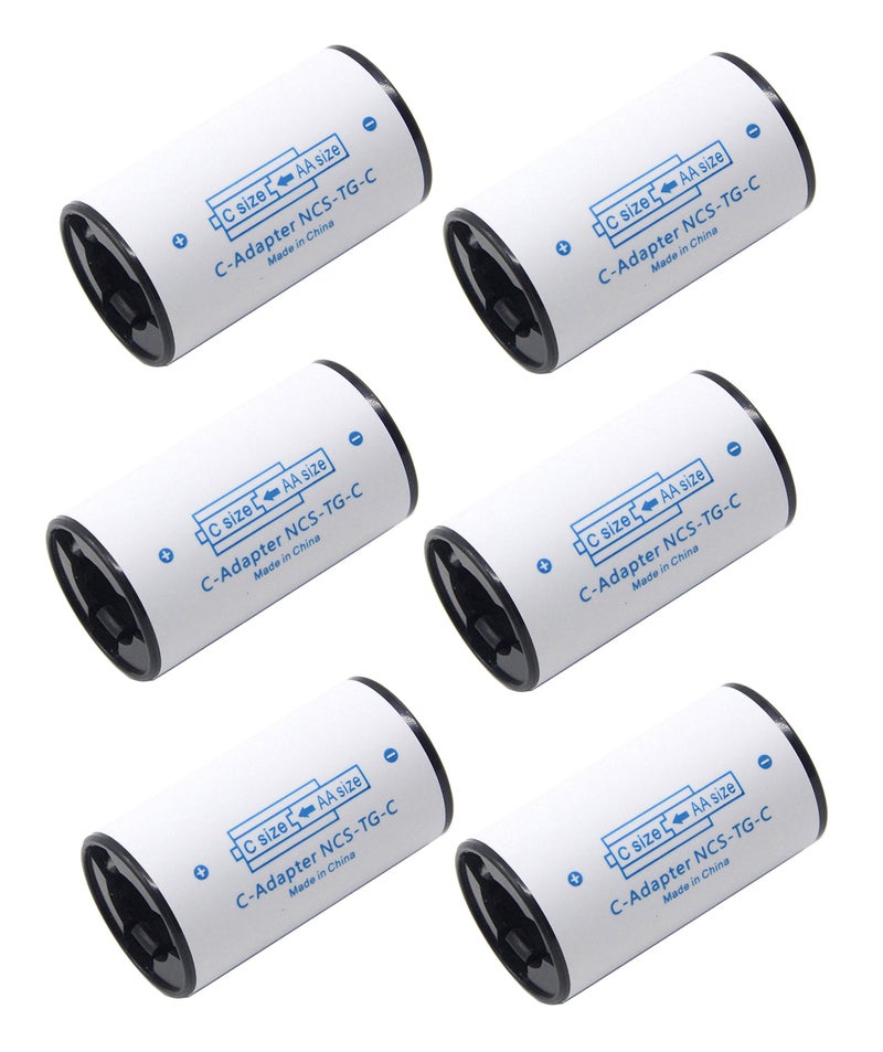 LampVPath (Pack of 6 C Size Battery Adapter, AA to C Battery Adapter Converter Spacer - Image 1